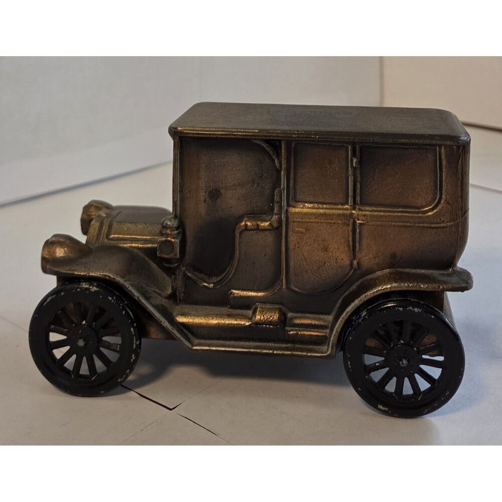 Vintage Cast Metal Car Coin Bank Antique Style Sedan Decorative Bank - Picture 2 of 11